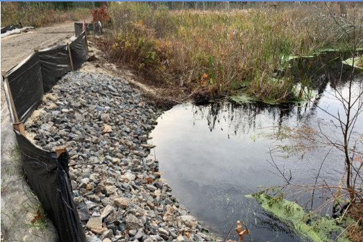 Pond with stone culvert