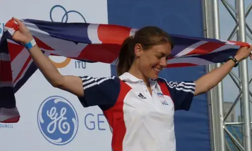 National Grid's World Duathlon Champion Danielle Stewart on the podium