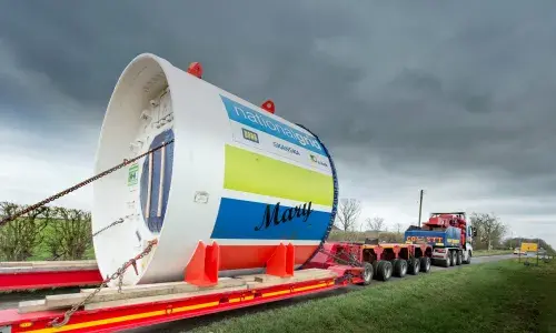 Boring machine 'Mary' on a truck
