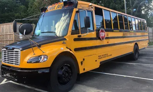 US Electric School Bus for National Grid story about helping to replace diesel buses with electric alternatives