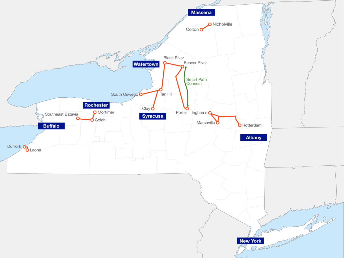 Map of Upstate Upgrade projects